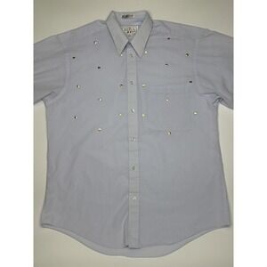 Bosa Couture Men's Dress shirt size 15 1/2 32/33 Single Needle Cotton Blend Blue